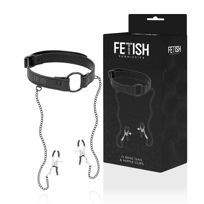 FETISH SUBMISSIVE - ANELLO GAG CON MORSETTI PER CAPEZZOLI - FETISH SUBMISSIVE BONDAGE - Ball Gag | erosidea.com