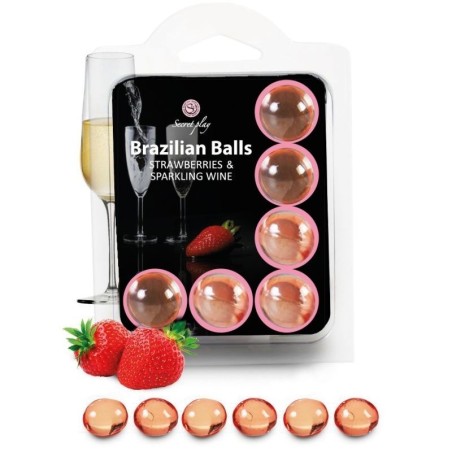 SECRETPLAY - SET 6 PALLINE BRASILIANI FRAGOLE CON CAVA - SECRETPLAY COSMETIC - Coadiuvanti Massaggi | erosidea.com