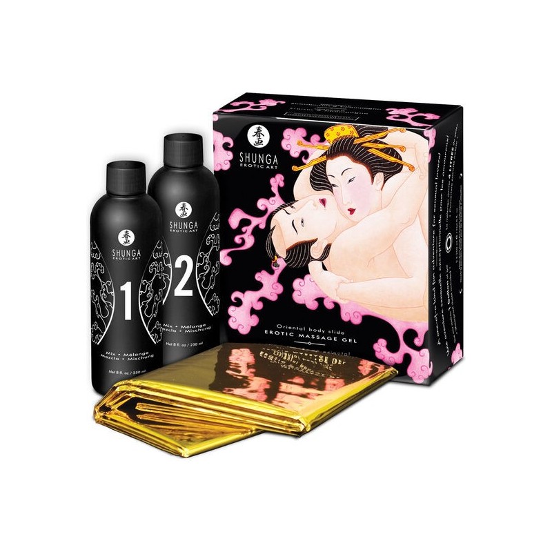 GEL DA MASSAGGIO EROTICO CORPO A CORPO FRAGOLE E CAVA - SHUNGA KITS - Coadiuvanti Massaggi | erosidea.com