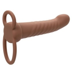 CALEXOTICS - MAXX RIBBED DUAL PENETRATOR 10 VIBRAZIONI MARRONE - CALEXOTICS - Guaine e Prolunghe | erosidea.com