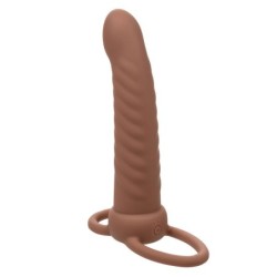 CALEXOTICS - MAXX RIBBED DUAL PENETRATOR 10 VIBRAZIONI MARRONE - CALEXOTICS - Guaine e Prolunghe | erosidea.com