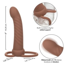 CALEXOTICS - MAXX RIBBED DUAL PENETRATOR 10 VIBRAZIONI MARRONE - CALEXOTICS - Guaine e Prolunghe | erosidea.com