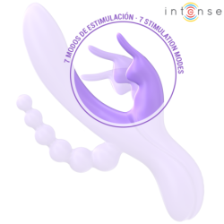 INTENSE - MIKO VIBRATORE TRIPLO RABBIT & STIMOLATORE & ANALE 7 VIBRAZIONI VIOLA - INTENSE FUN - Vibratori Rabbit | erosidea.com